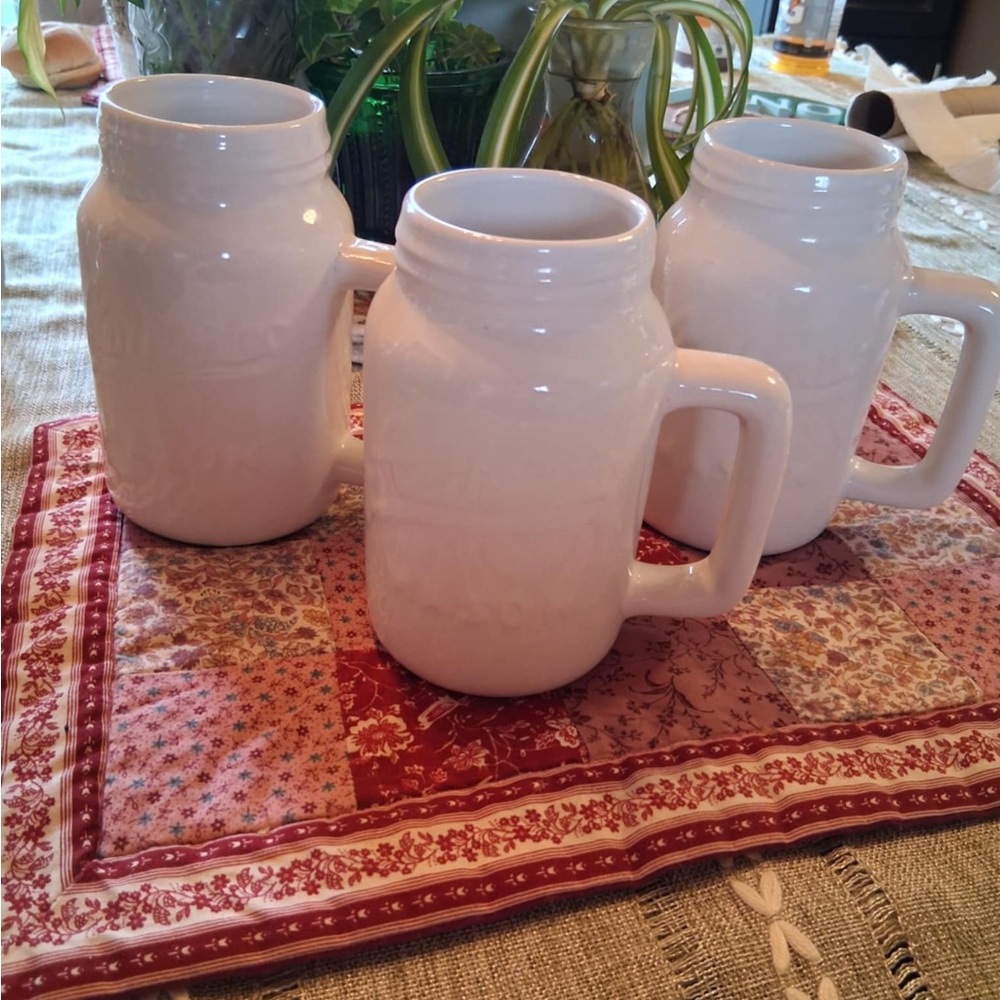 White Authentic Mason Jar Mugs
